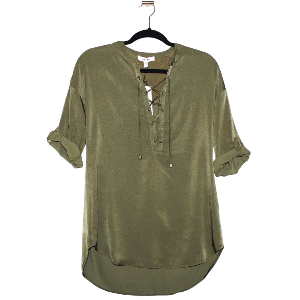 KOTON Crisscross Detail Army Green Top Size Small NWT
